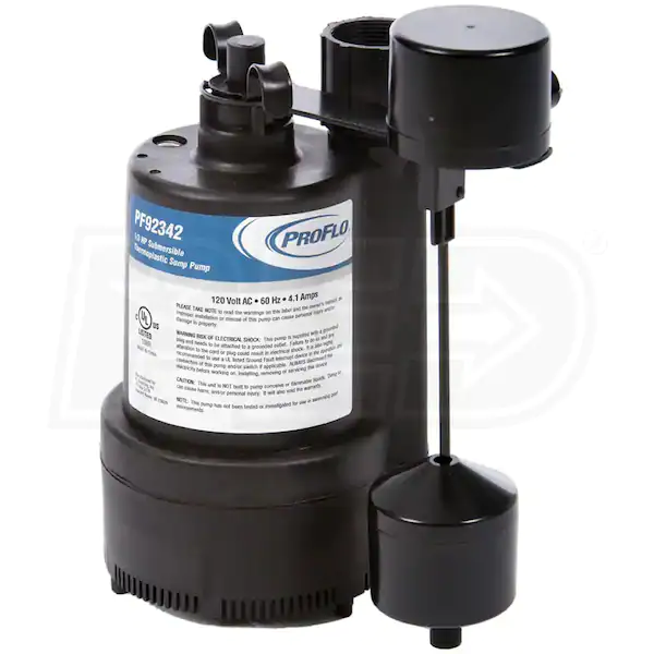 Pro Flo submersible sump pump with vertical float switch